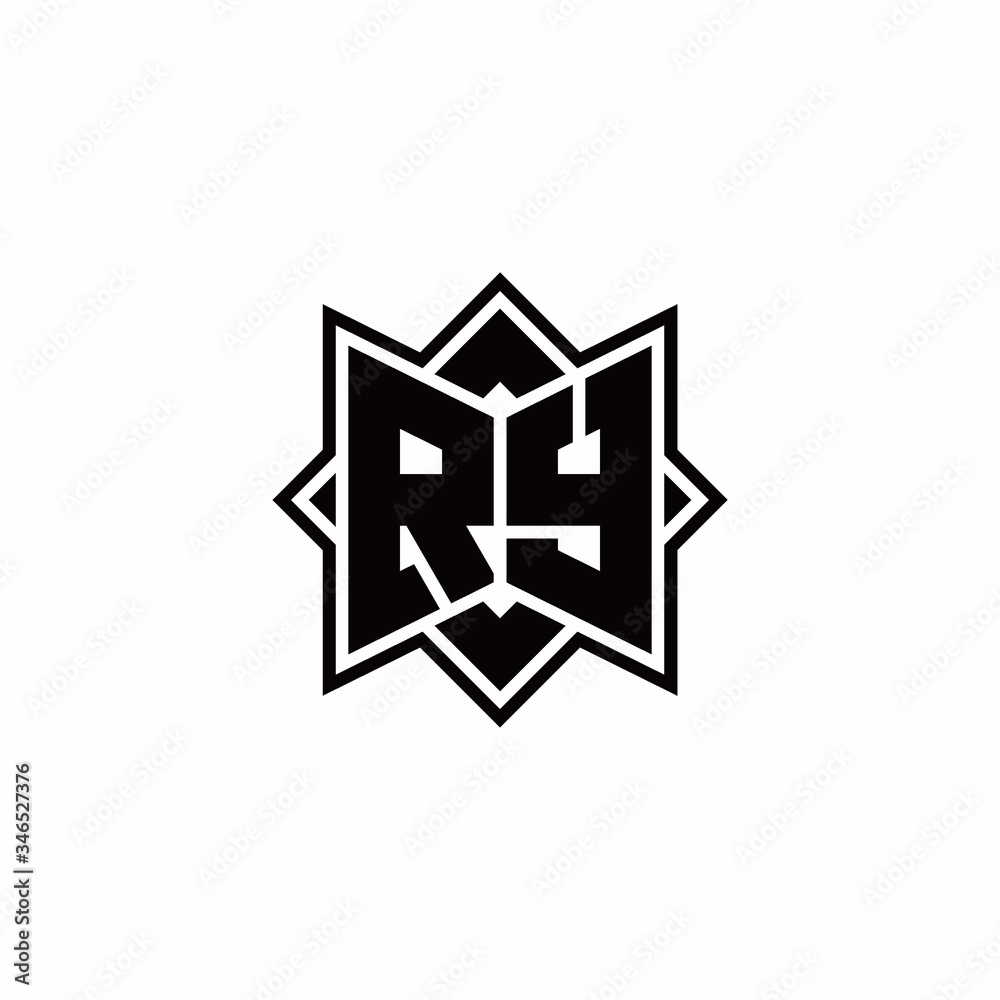 RY monogram logo with square rotate style outline RY monogram logo with square rotate style outline
