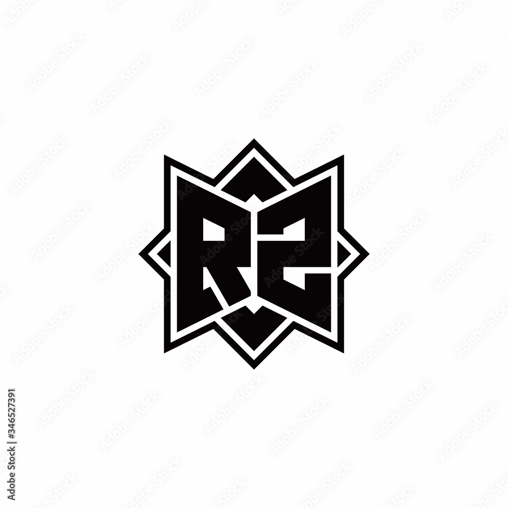RZ monogram logo with square rotate style outline RZ monogram logo with square rotate style outline