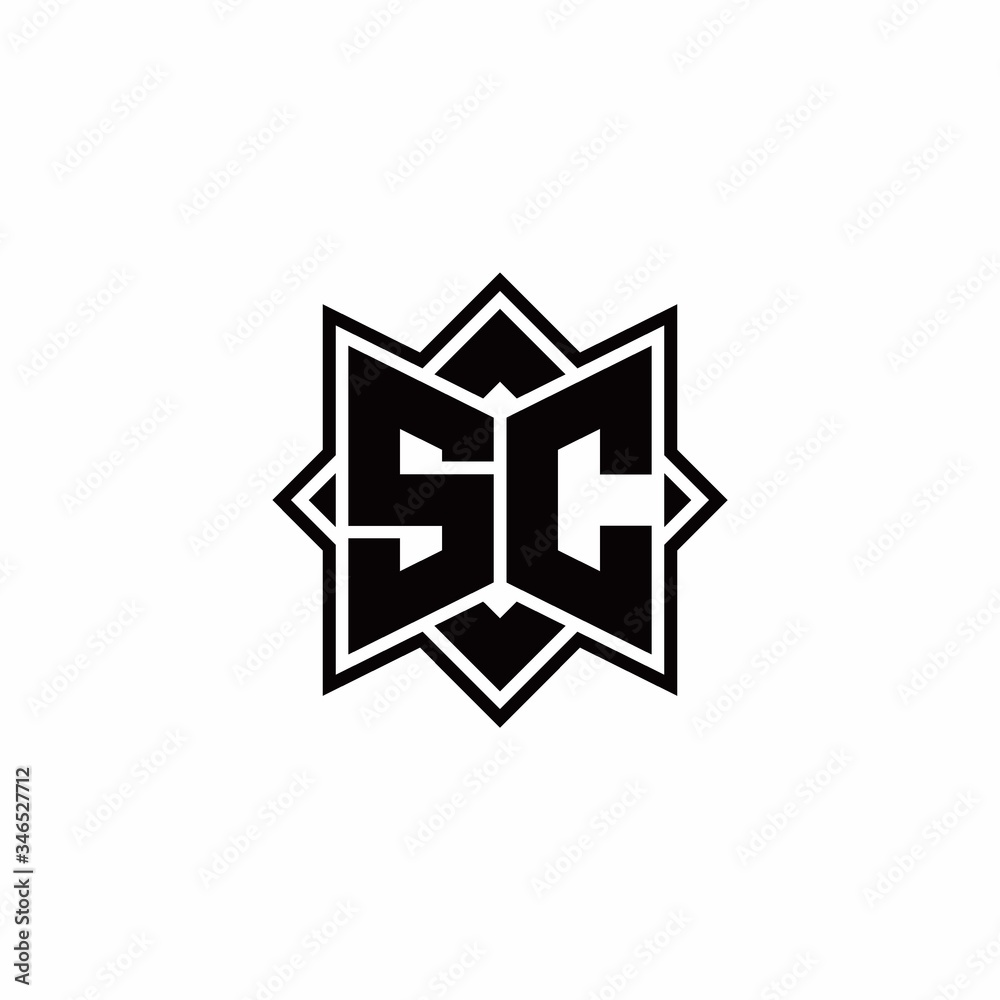 SC monogram logo with square rotate style outline SC monogram logo with square rotate style outline