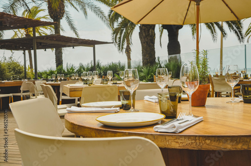 Outdoors restaurant table