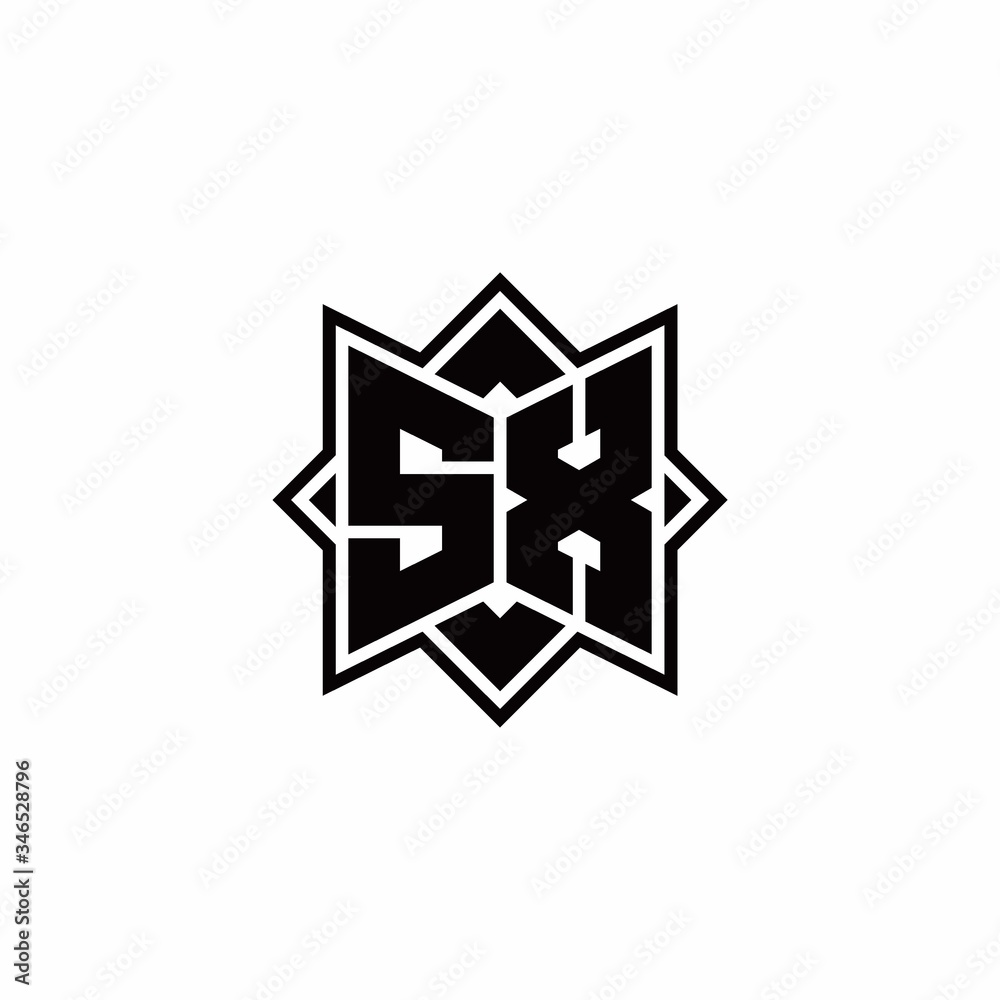 SX monogram logo with square rotate style outline