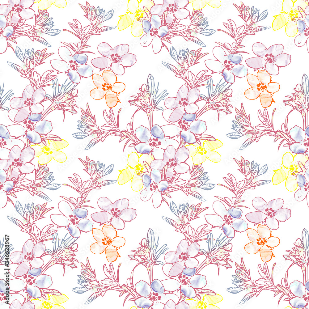 Field flowers template, seamless pattern.
