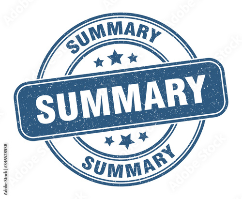 summary stamp. summary label. round grunge sign