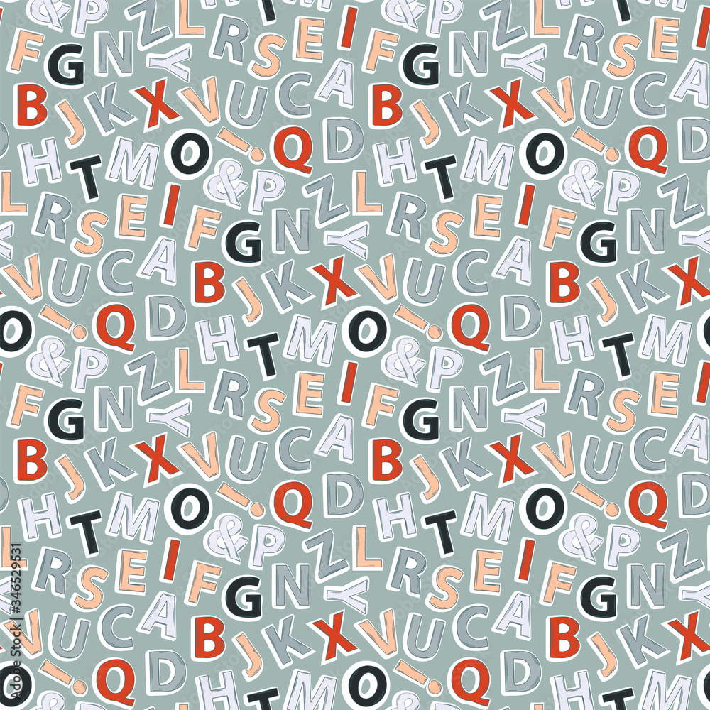 Vector seamless pattern with cartoon letters. Alphabet background Vector seamless pattern with cartoon letters. Alphabet background