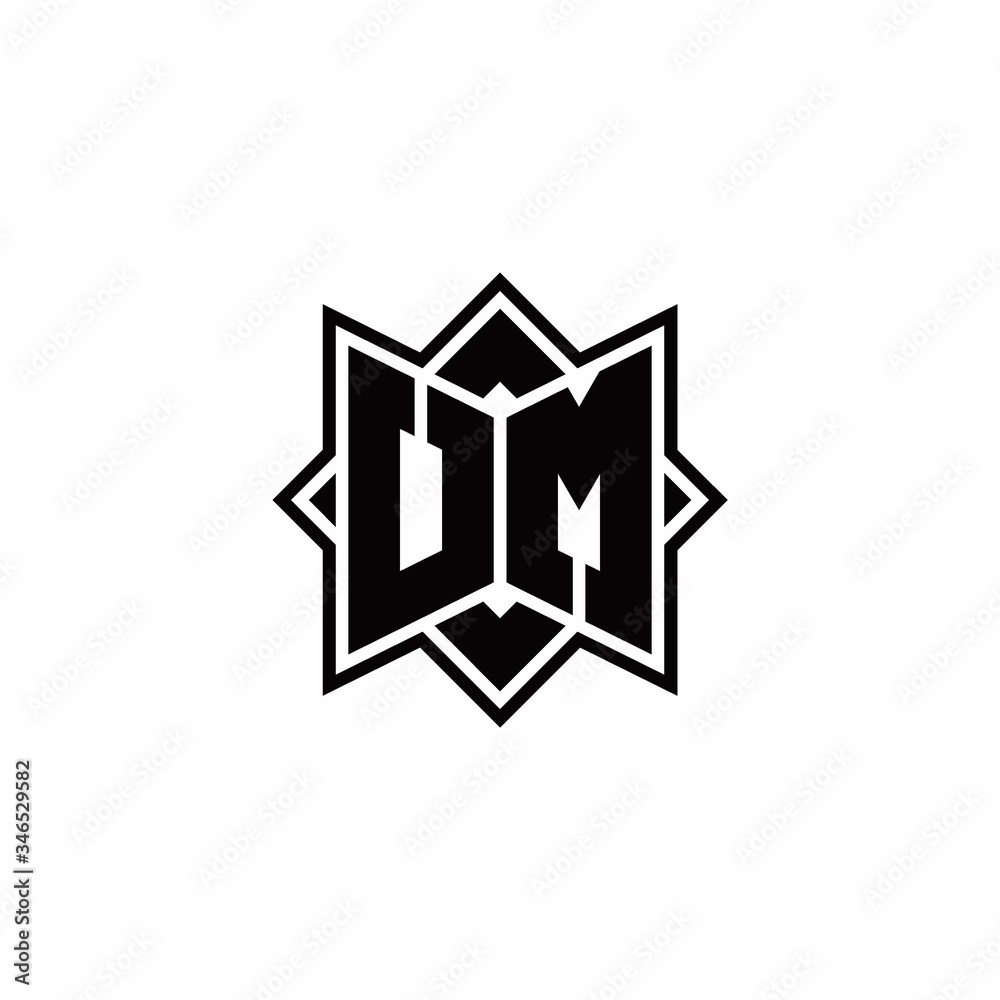 UM monogram logo with square rotate style outline UM monogram logo with square rotate style outline