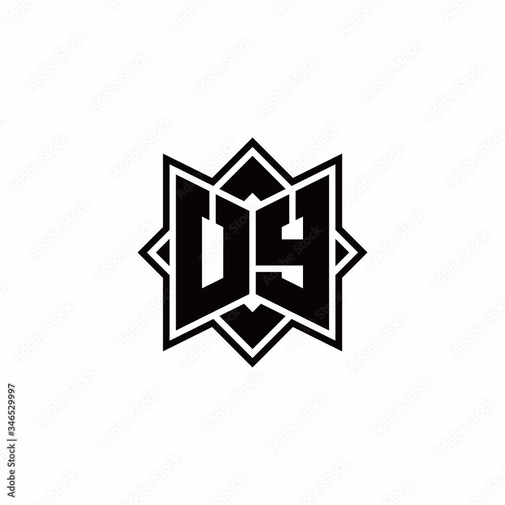 UY monogram logo with square rotate style outline UY monogram logo with square rotate style outline