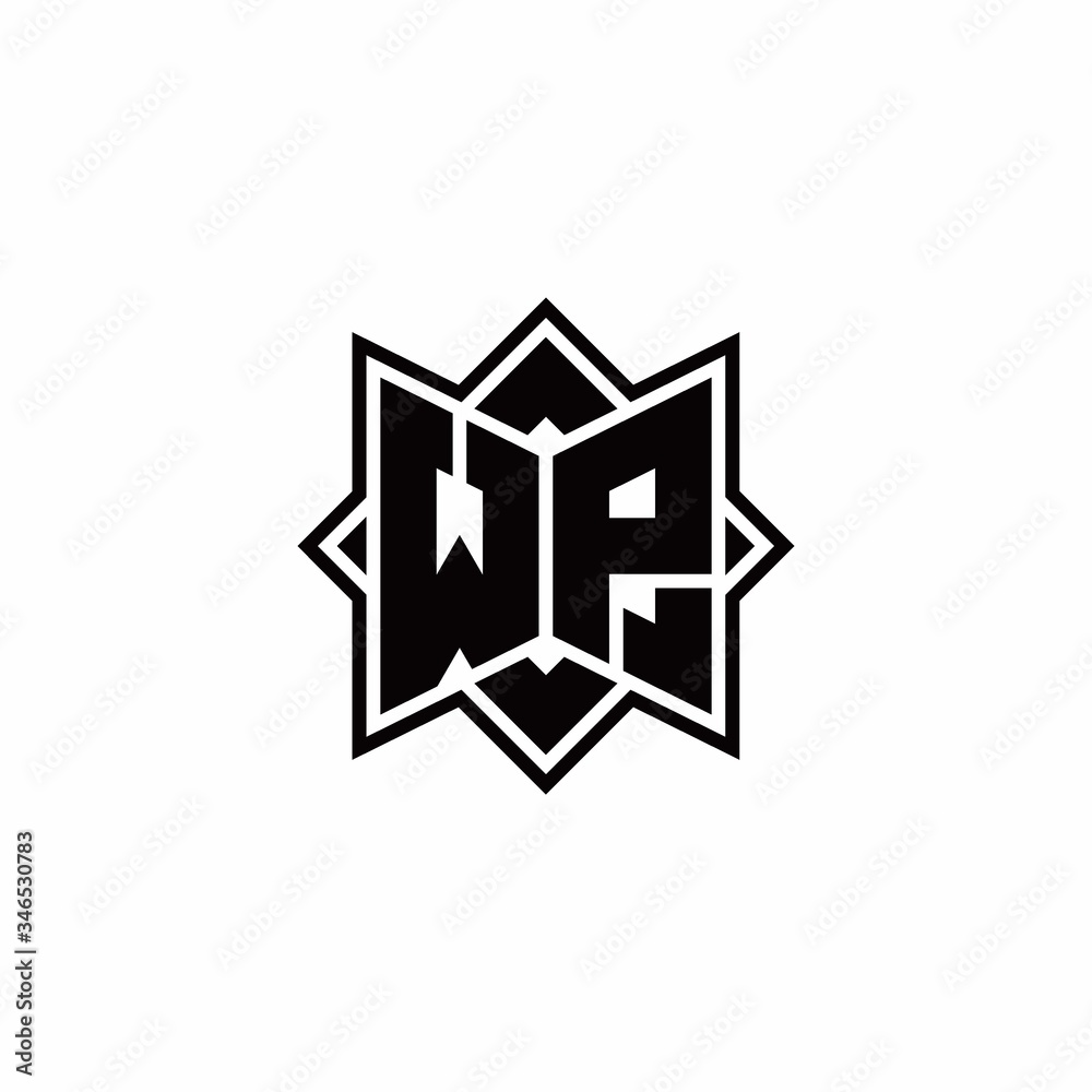 WP monogram logo with square rotate style outline WP monogram logo with square rotate style outline