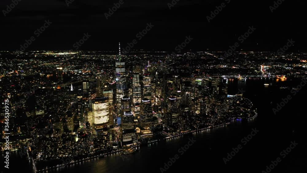 Aerial shot of Manhattan island in New York, USA Aerial shot of Manhattan island in New York, USA