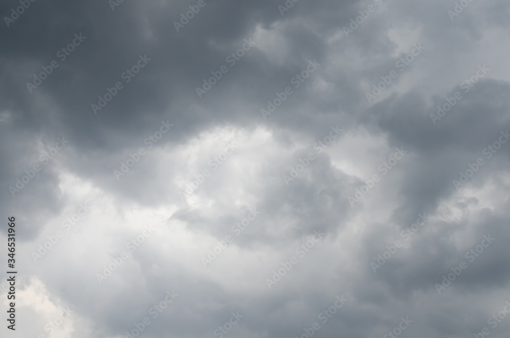 storm raining clouds over the sky for background.