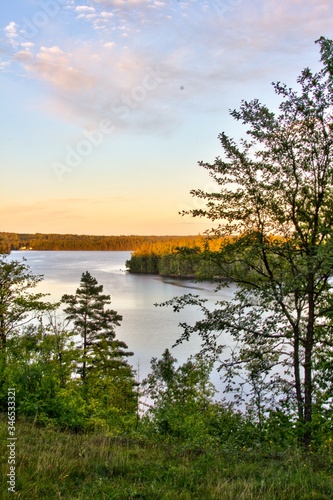 Fototapeta Naklejka Na Ścianę i Meble -  The view over the lake Rymmen at the Högakull natural reserve in Värnamo, Sweden