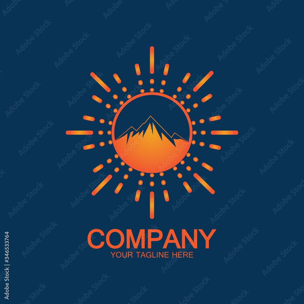 Fototapeta premium Sun Mountain Logo Icon Design – stock illustration