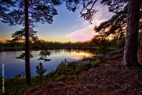 The view over the lake Prostsj  n in V  rnamo  Sweden in HDR