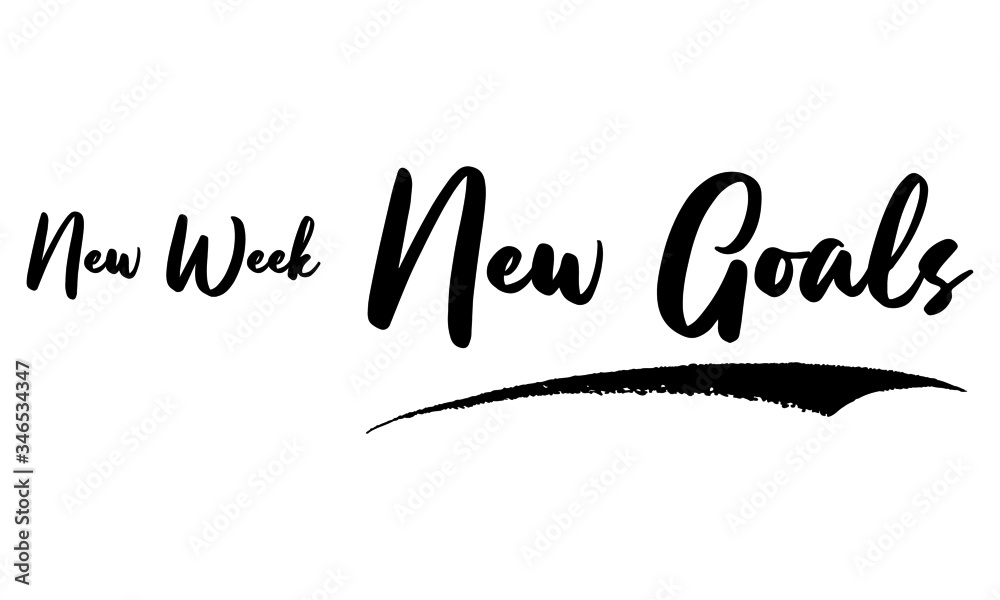 New Week New Goals Calligraphy Black Color Text On White Background