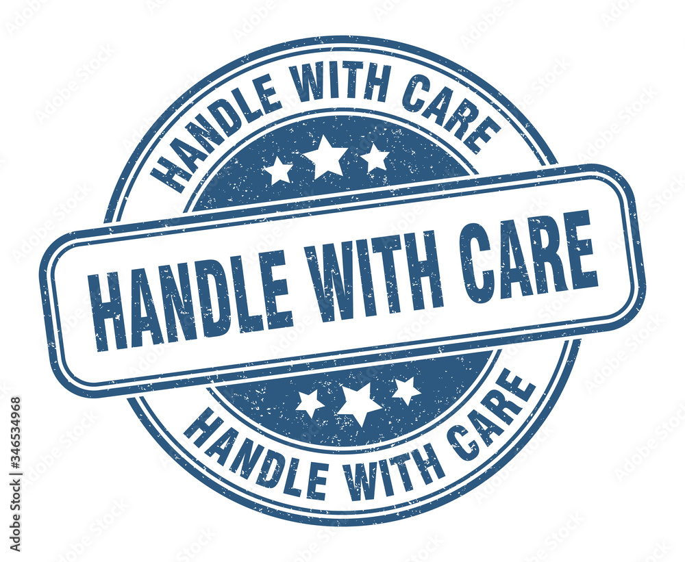 Fototapeta premium handle with care stamp. handle with care round grunge sign. label