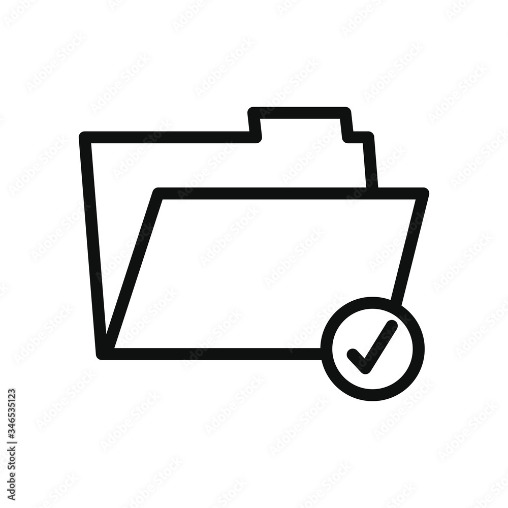 cyber security concept, folder with check mark icon, line style cyber security concept, folder with check mark icon, line style