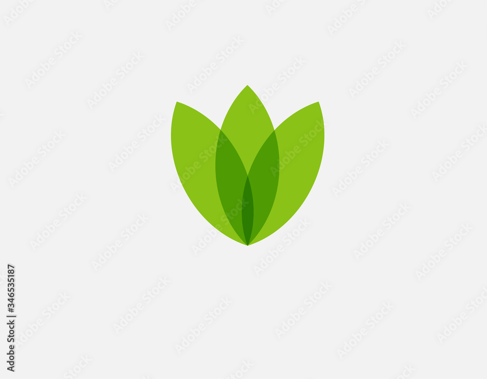 Abstract green linear logo icon circle and inside a flower plant for your company Abstract green linear logo icon circle and inside a flower plant for your company