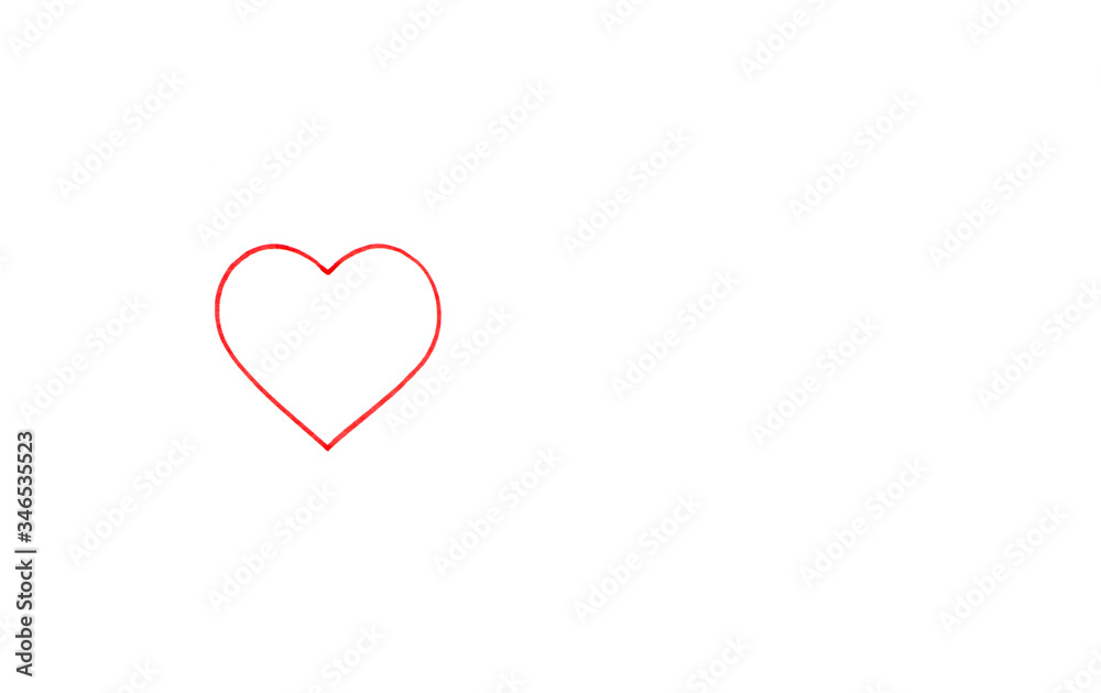 red outline of a heart on a white background. Suitable for advertising background. Mockup red outline of a heart on a white background. Suitable for advertising background. Mockup