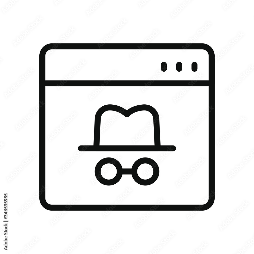 cyber security concept, incognito mode web page icon, line style cyber security concept, incognito mode web page icon, line style