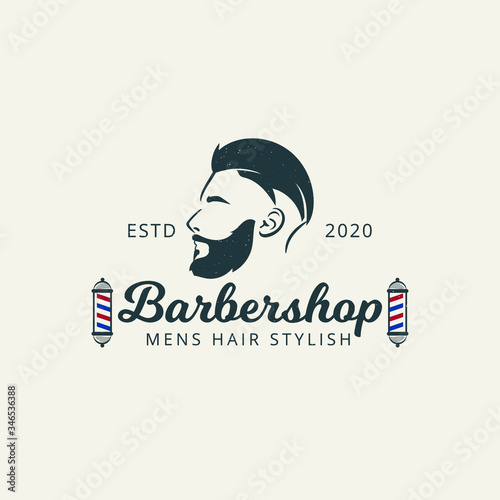 Barbershop logo template Pemium Vector