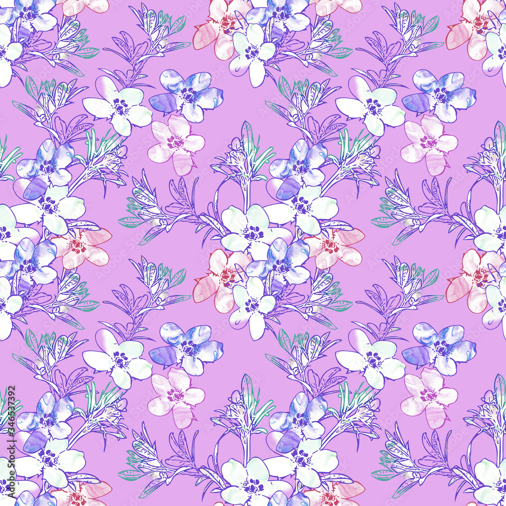 Fototapeta premium Field flowers template, seamless pattern.
