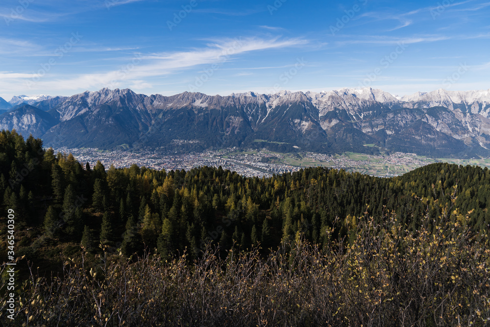Innsbruck in front of the Nordkette mountains in Austria. Innsbruck in front of the Nordkette mountains in Austria.