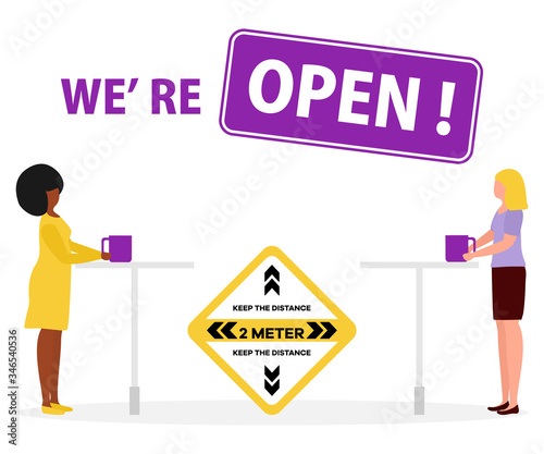 Quarantine Reopen cafe Social distancing People