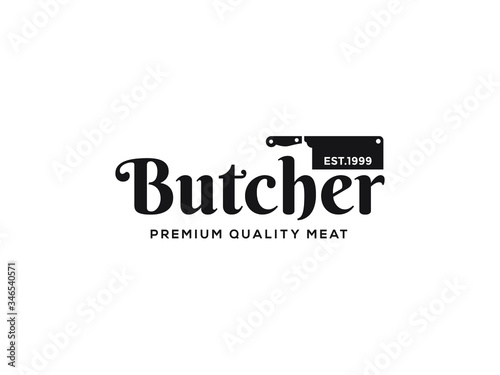 	
Vintage Retro Butcher shop label logo design 