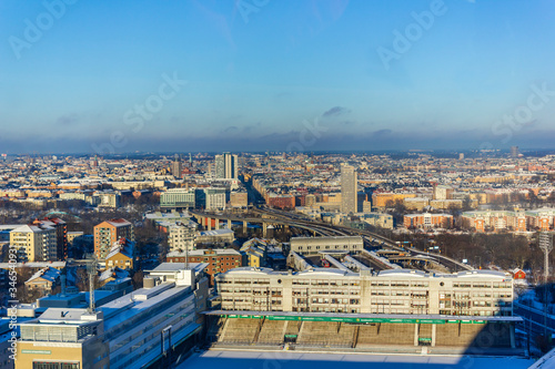 View over urban metropolis of Stockholm, Sweden.