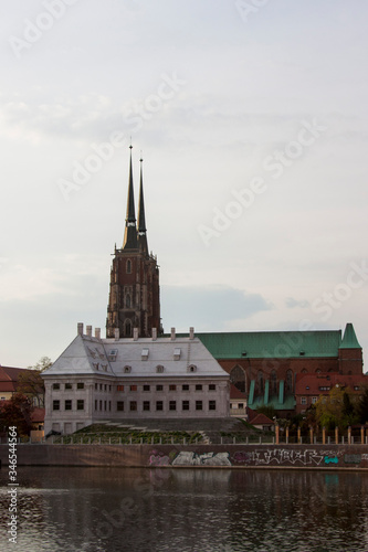 river, water, architecture, city, lake, reflection, house, europe, sky, travel, landscape, building, town, italy, view, blue, old, houses, village, bridge, urban, church, castle, pond, tourism,wroclaw