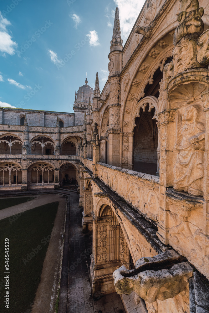 second floor of the cloister of the cathedral of the Jeronimos monastery in Lisbon