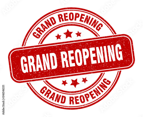 grand reopening stamp. grand reopening label. round grunge sign