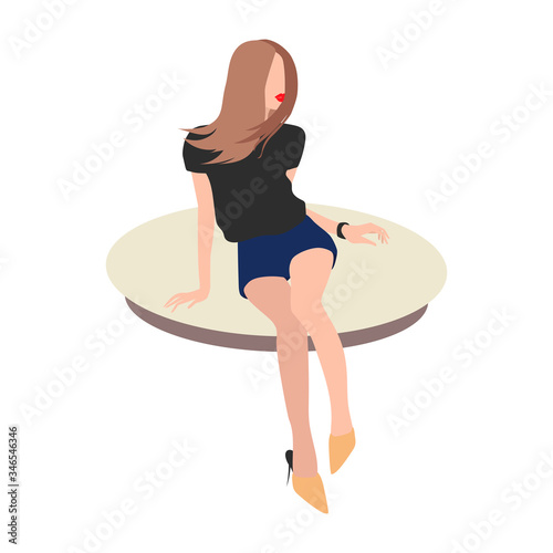 Vector image of a graceful sitting girl on a white background in a flat style. To create stylish illustrations, postcards, posters, phone cases, notebooks, and clothing prints