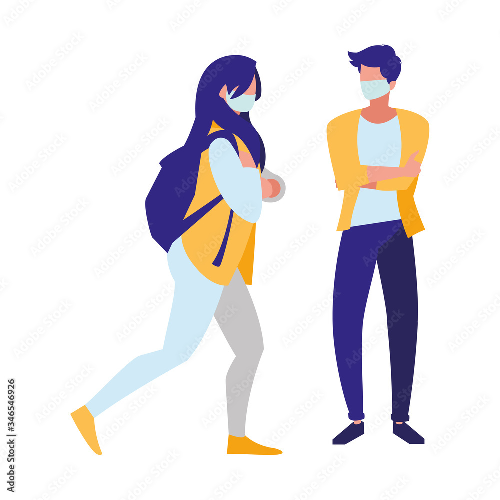Fototapeta premium couple in the city wearing face mask