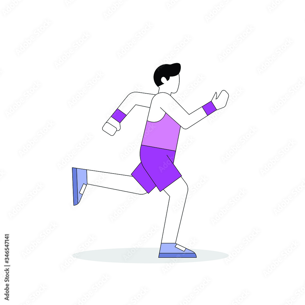 Fototapeta premium person running marathon simple minimalist vector illustration isolated flat