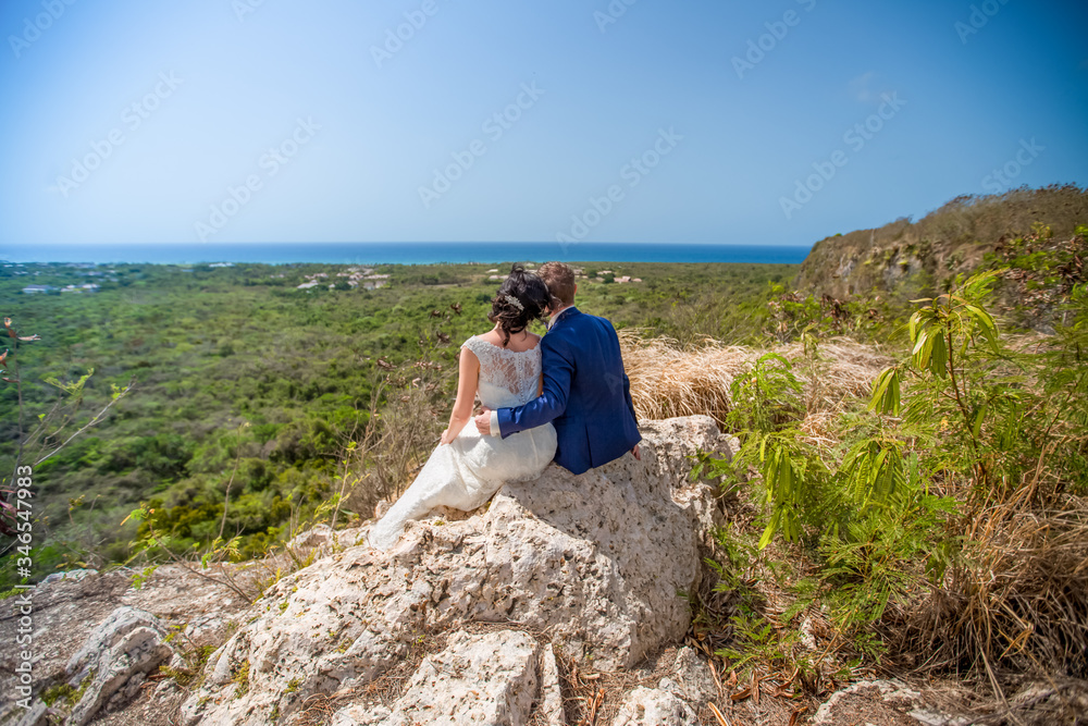 Wedding romantic couple on the beach in Dominican republic, Punta Cana  