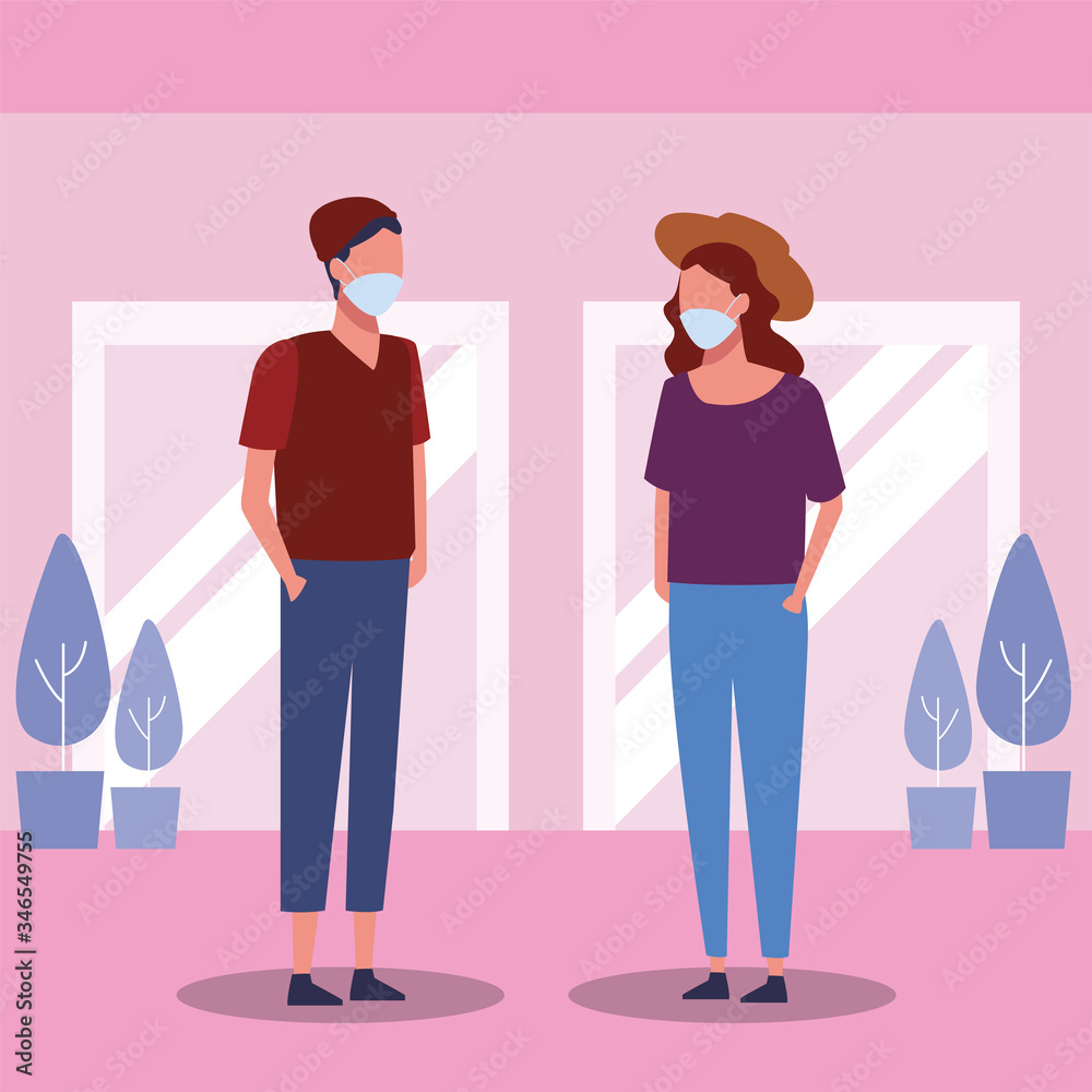 couple using face mask for covid19 couple using face mask for covid19