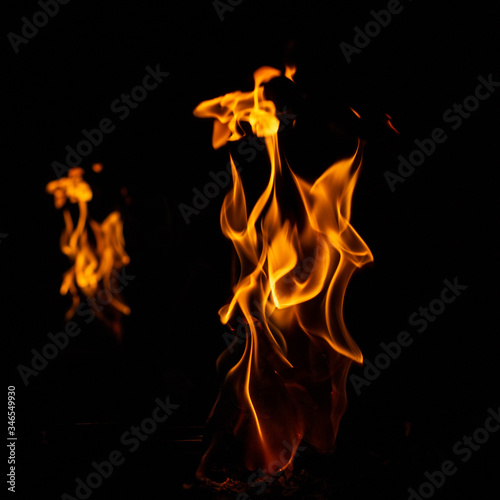 fire on a black background