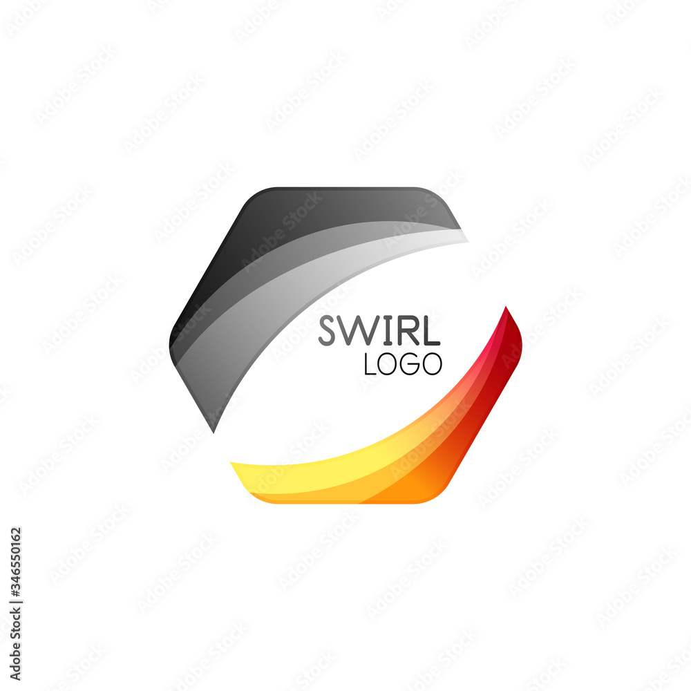 Business hexagon vector logo icon template made of swirl lines and waves Business hexagon vector logo icon template made of swirl lines and waves