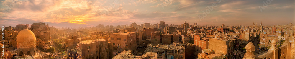 panoramic view for Old Cairo from the top of Sarghatmish mosque and School Minaret 