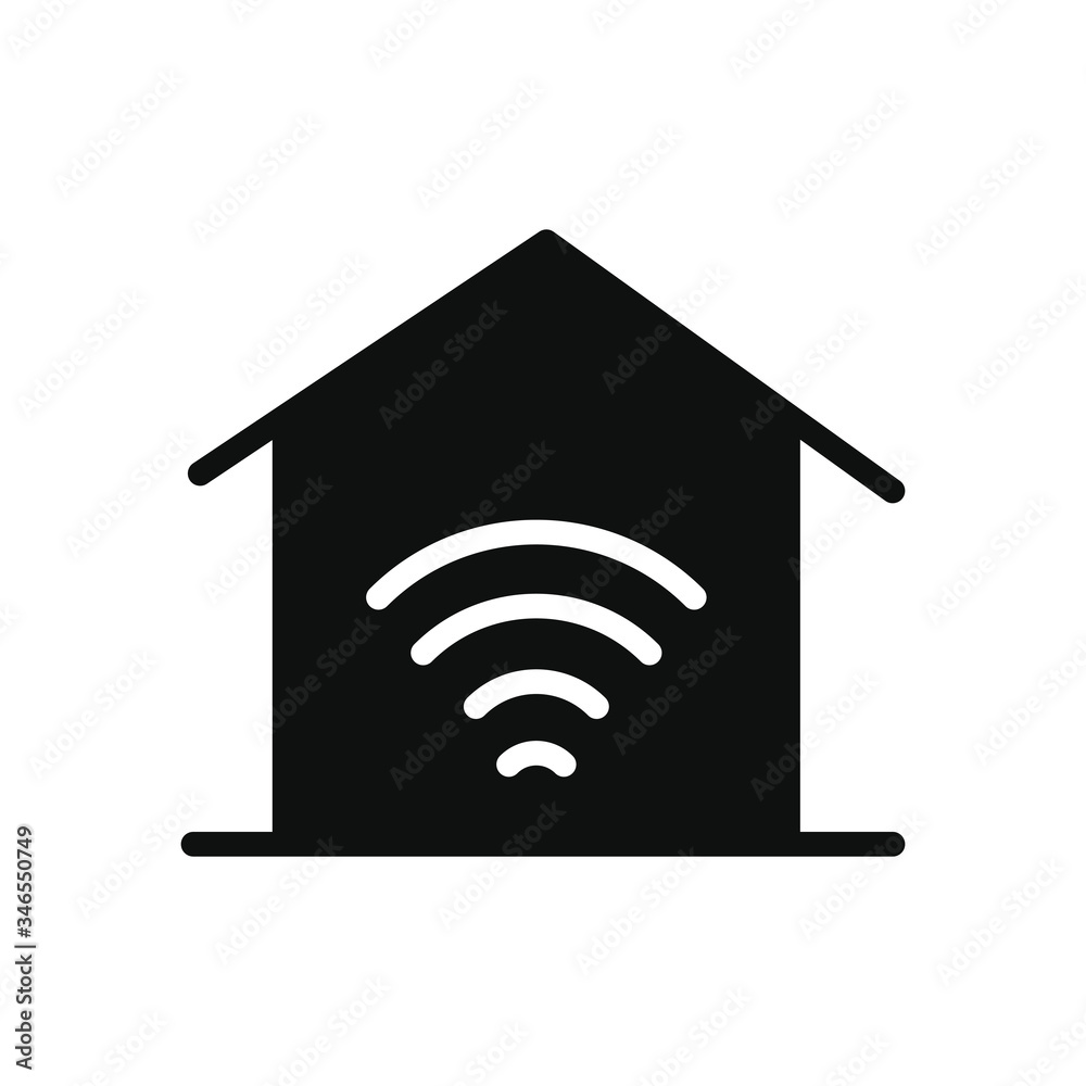 cyber security concept, house with wifi symbol icon, silhouette style cyber security concept, house with wifi symbol icon, silhouette style