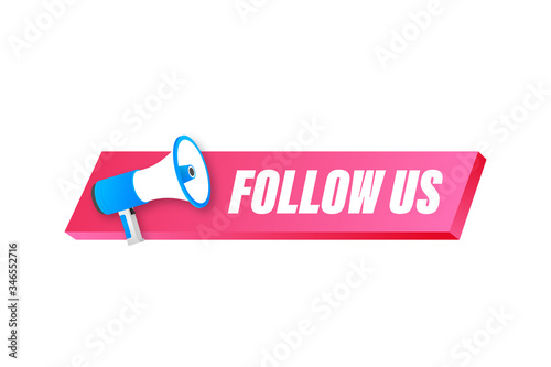 Button Follow us on white background. Vector illustration
