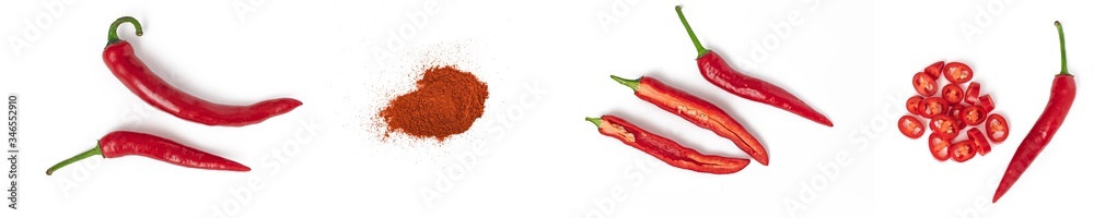 Collection of red pepper isolated on a white background