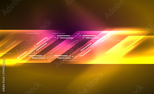 Dynamic neon shiny abstract background. Trendy abstract layout template for business or technology presentation, internet poster or web brochure cover, wallpaper