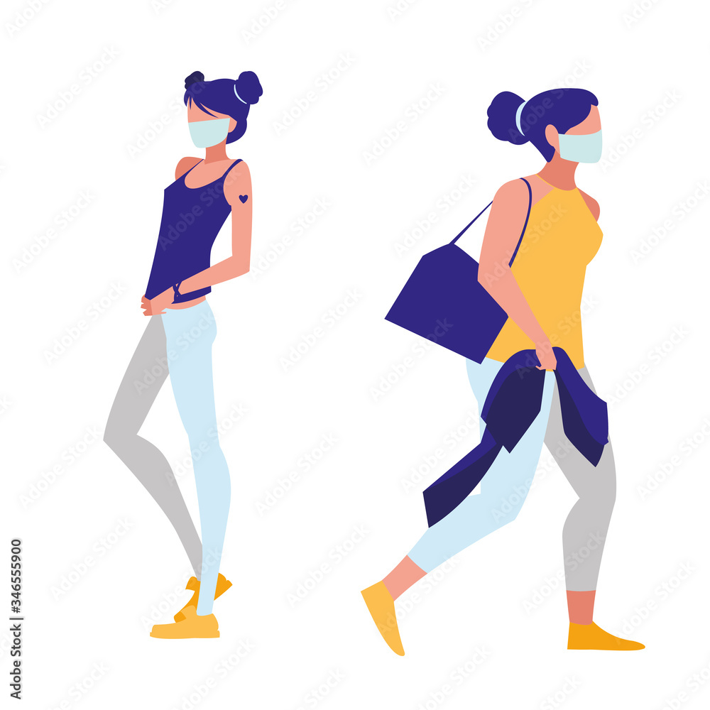 City women wearing face mask City women wearing face mask