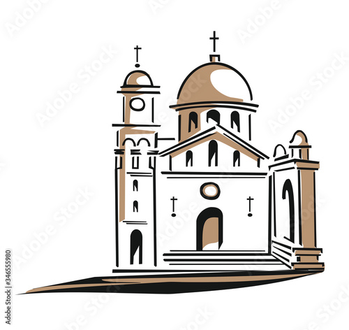 vector illustration of church landscape