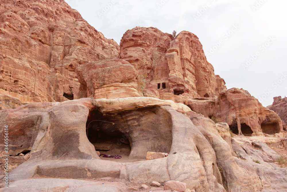 Ancient tombs in Petra, Hiking the Main Trail, Jordan