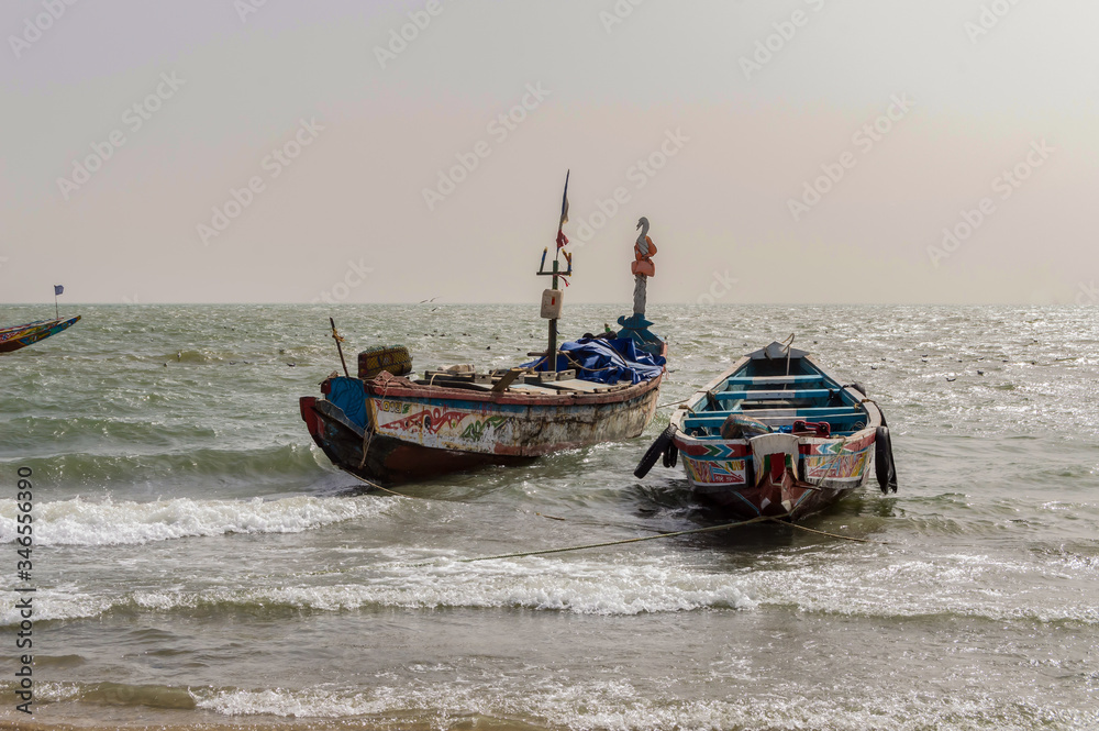 Colorful fishing boat in Banjul,