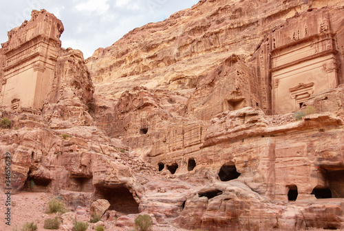 Ancient tombs in Petra, Hiking the Main Trail, Jordan