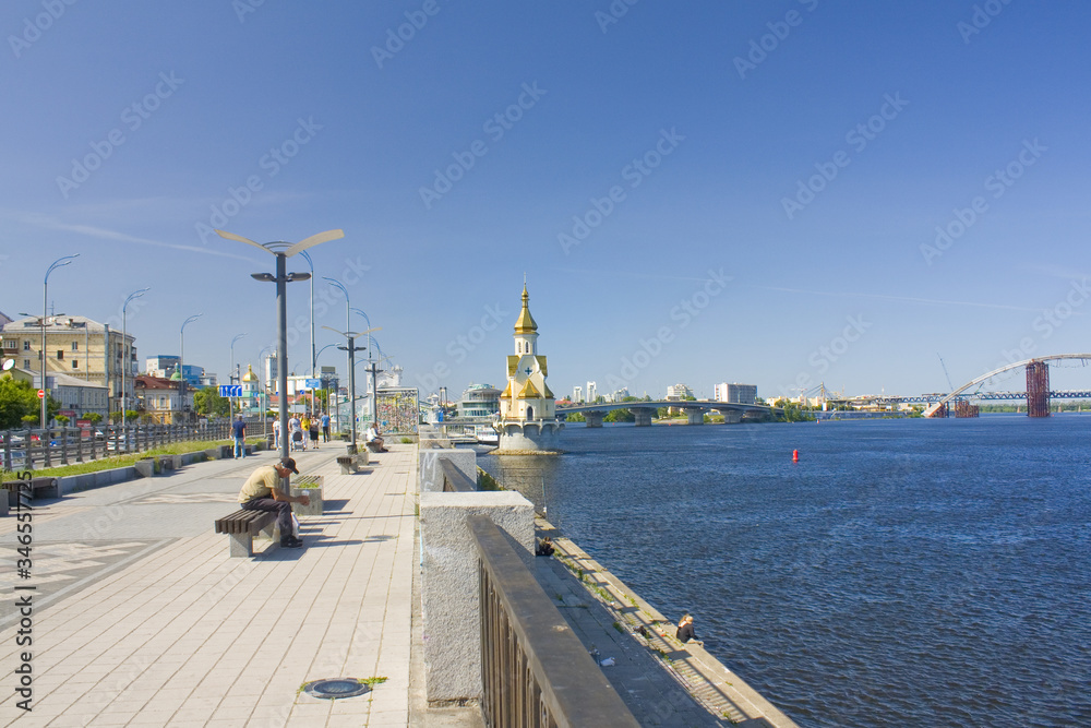 Nicholas Church on the water on a embankment in Kiev, Ukraine