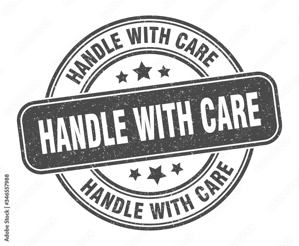 handle with care stamp. handle with care label. round grunge sign